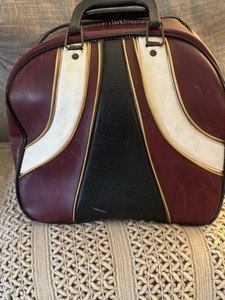 Vintage 70s Brunswick Bowling Bag Swoop Oxblood & Columbia Lite-Dot Ball Set SM