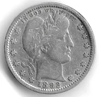 1892 Barber Quarter VF+ Details