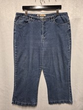 Faded Glory Stretch Denim Crop Pants Womens Size 16 Blue Capris 90 Cotton