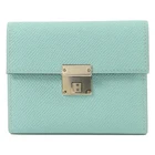 HERMES PHW Clic 12 Card Holder Epsom Leather Bleu Atoll/Malachite