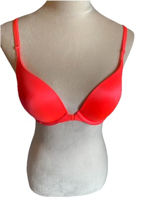 Victoria Secret Very Sexy Push Up Pigeonnant  Orange Racerback Front Close 34C
