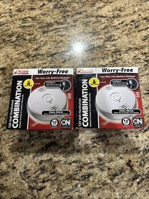 Lot Of 2 Kidde Worry-Free Smoke &Carbon Monoxide Detector/Hardwired/Voice/Backup