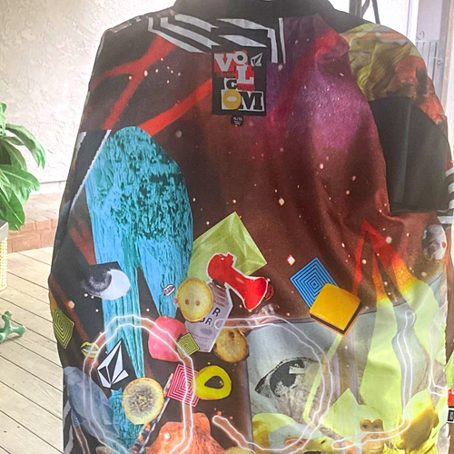 Volcom Men's Black Bomber Jacket Full Zip Graphic Print Lined Size XL - product listing photo
