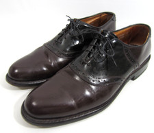 Allen Edmonds SHELTON 8271 Burgundy Two Tone Saddle Oxford Dress Shoe 10.5 AA
