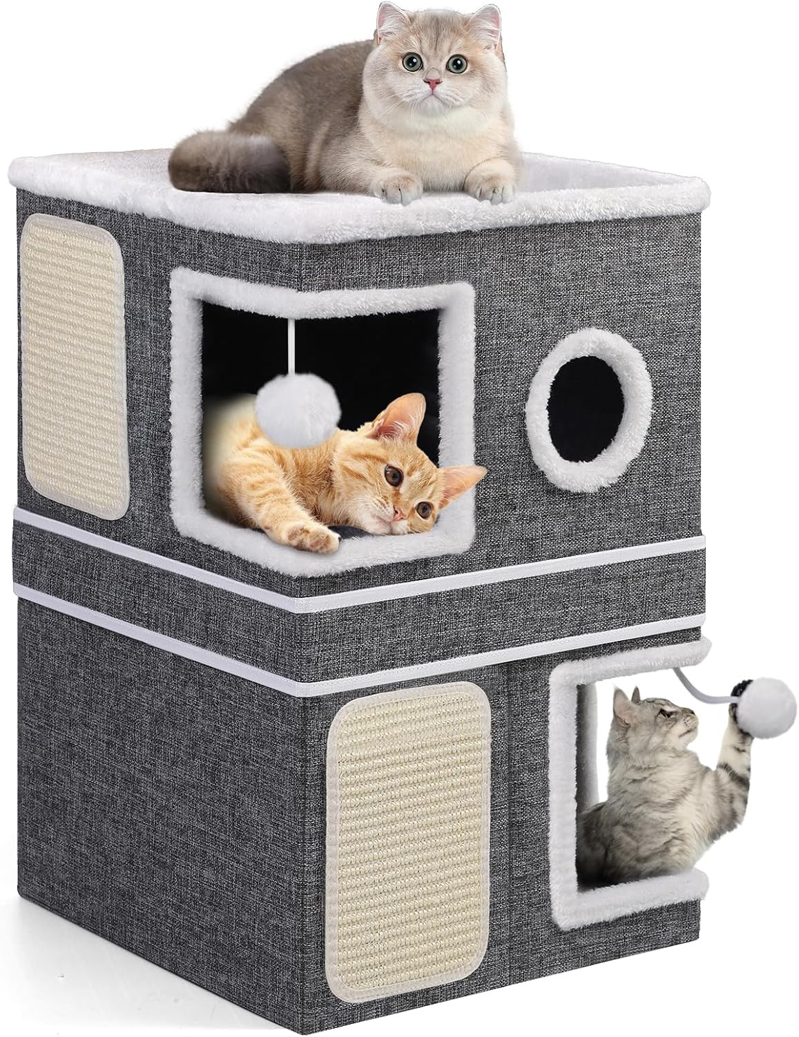 Cubo Gatto 3 Livelli Design Moderno - Cuccia Grande Interno Elegante