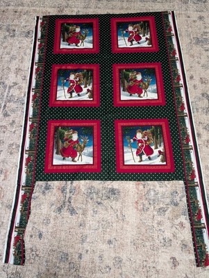 Joan Messmore Cranston Christmas Fabric Panel Santa Claus 6 Motifs Pillow Blocks