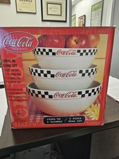 Coca-Cola - 3 Piece "Drive-in" retired pattern Serving Bowl Set 2002