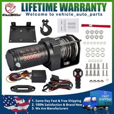 3000lb 12v Dc Electric Winch With Both Wireless Handheld Remote Corded Control