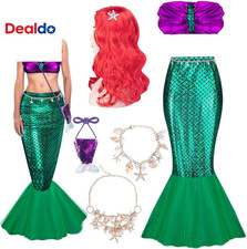 7 Pack Halloween Women Mermaid Costume, Mermaid Tube Top Skirt Costume Set