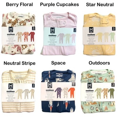 Member's Mark Organic Cotton Sleep and Play 3 Pack, Snug Fit with Footies