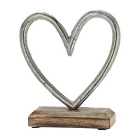 Deko Herz Metalloptik Auf Holzsockel 15X15X5 Silber Skulptur Dekofigur Geschenk