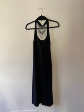 Vintage y2k Black Beaded Neck Halter Party Dress Fairy Whimsygoth Medium Prom