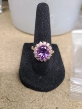 Rose Gold Plated 925 Amethyst Ring Size 7