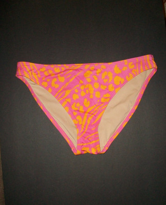 NWOT Victoria Secret L PInk Orange Animal Scoop Bikini Bottom