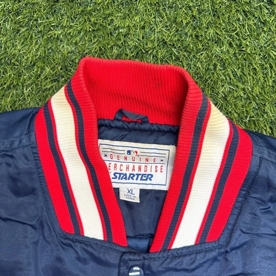 Vintage 90s Starter Cleveland Indians Bomber Jacket Mens XL Blue Wahoo - Image 4 of 4