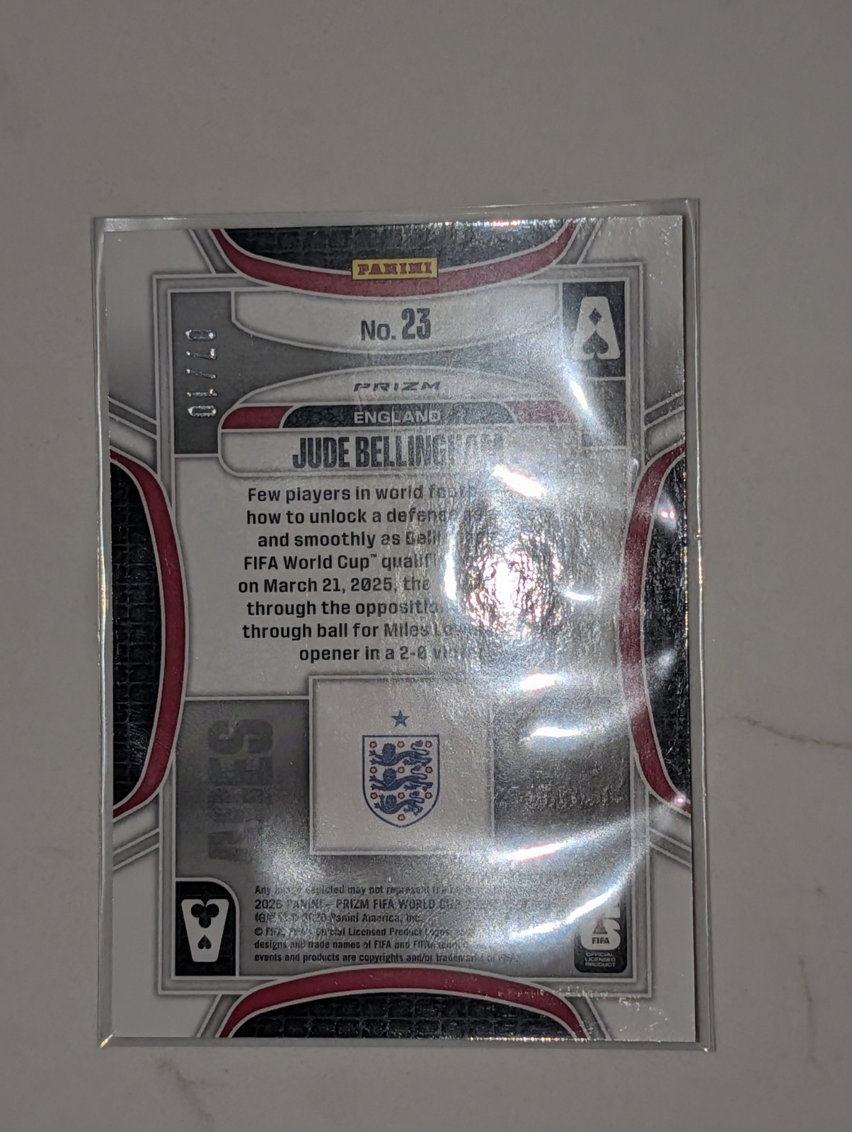 2026 Panini Prizm World Cup Jude Bellingham #23 England Gold Aces Preferred #/10 view 5
