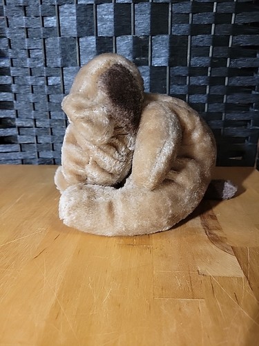 Vintage Plüsch Welpe braun faltiger Hund braun 7,5 Zoll sitzend - Bild 4 von 5