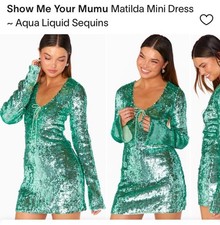 Show Me Your Mumu— Matilda Mini Dress. Aqua Sequins. S. NWT. Originally $228