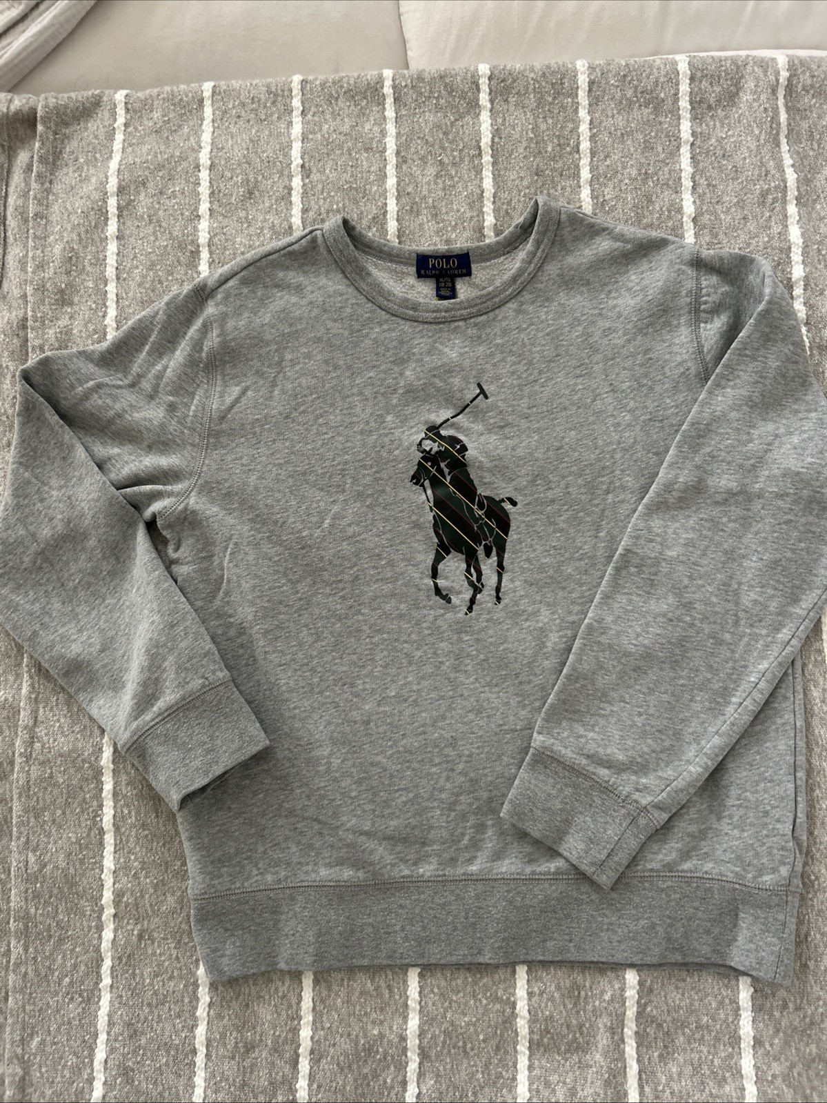 Polo Ralph Lauren Big Pony grigia felpa girocollo ragazzo taglia XL (18 20) usata in ottime condizioni