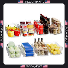 8 Pack Clear Refrigerator Organizer Bins for Kitchen Storage