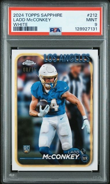 Ladd McConkey 2024 Topps Chrome Sapphire White RC 8/15 SSP #212 - Chargers
