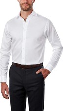 NWT 16.5 Men 32/33 Calvin Klein White Steel Herringbone Dress Shirt 16 1/2 L LG