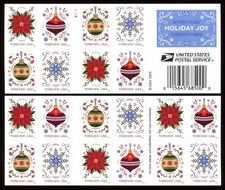 Holiday Joy 1 Booklet of 20 Stamps Authentic USA Forever First Class Mail