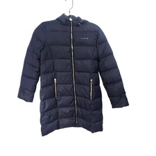 Armani Junior Navy Puffer Coat with Hood Full Zip Pockets Kids Size 12A