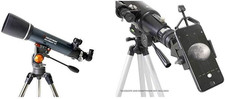 22065 Astro Master 102AZ Refractor Telescope, Blue and Basic Smartphone Adapter