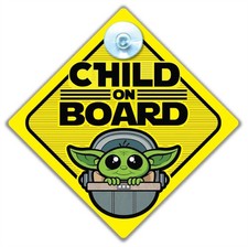 CHILD Yoda Baby on Board Sign, Car Sign With Suction Cup, Star Wars Style Sign