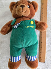 Eden Corduroy Bear Plush Stuffed Animal Green Overalls Vintage 1982 Small