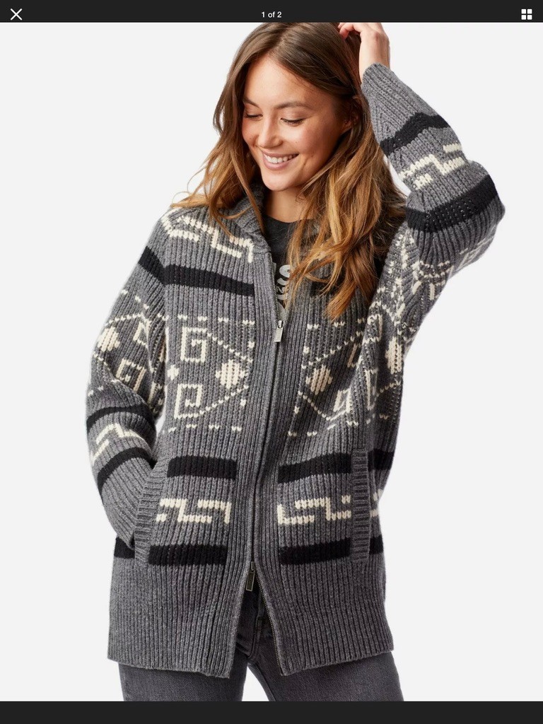Pendleton Westerly Wool Long Cardigan Sweater Gra… - image 6