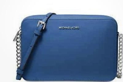 Michael Kors Jet Set Travel Saffiano Leather Crossbody Bag, Sapphire With Silver