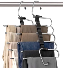 Space Saving Pants Hangers 2 Pack 5 in 1 Multi-Layer Rack Clothes Organizer