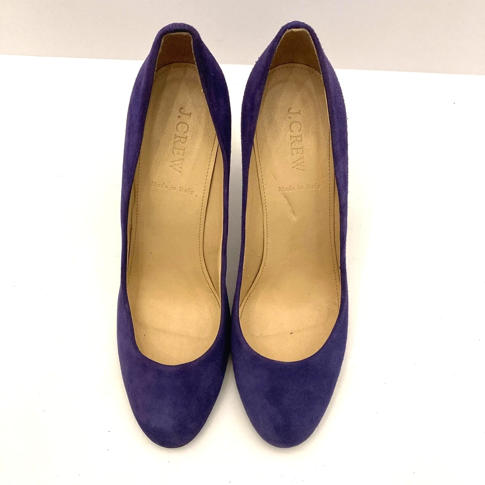 J. Zapatos de salón Crew de gamuza de cuero púrpura para mujer 8,5 aguja punta redonda hechos en Italia Foto 4 de 4