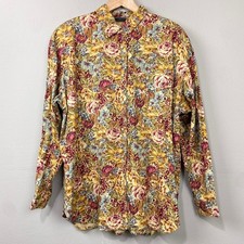 Vintage 80s 90s Liz Claiborne Floral Shirt Sz L Garden Cottagecore Artsy Prairie