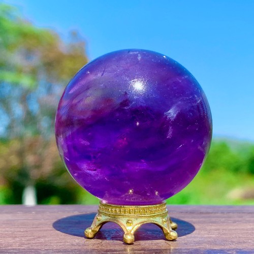 70G Top!! Natural Amethyst Quartz Sphere Crystal Energy Ball Reiki Healing Decor - Picture 10 of 20