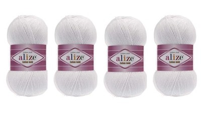 4 Skeins 55% Cotton 45% Acrylic Yarn Alize Gold Thread Crochet Hand 55