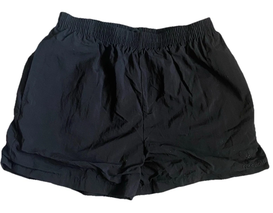 Bañador deportivo Reebok vintage pantalones cortos de nailon negro algodón forro completo para hombre grandes Foto 4 de 4