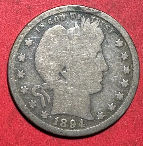 1894S US Barber SILVER Quarter "San Francisco" Mint! Good Details! Old US Coin!