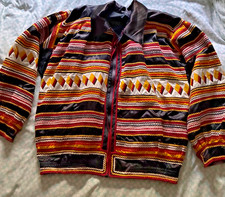 VERY FINE BLACK SATIN MICCOSUKEE SEMINOLE FULLY LINED LARGE JACKET circa 2000