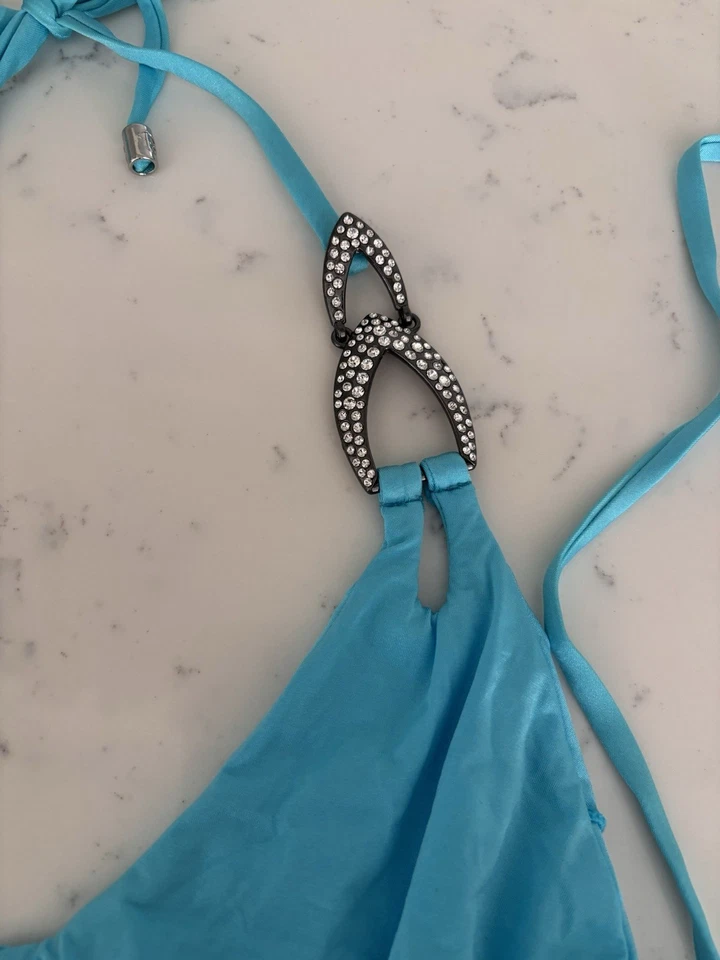 Conjunto de bikini Beach Bunny para mujer azul nuevo sin etiquetas, parte inferior M, parte superior XL Foto 3 de 4