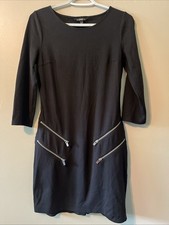 Express Womens Black Zipper Detail 3/4 Sleeve Dress Size Small