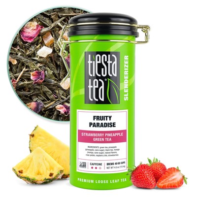- Fruity Paradise | Loose Leaf | Strawberry Pineapple Green Tea | Premium Ble...