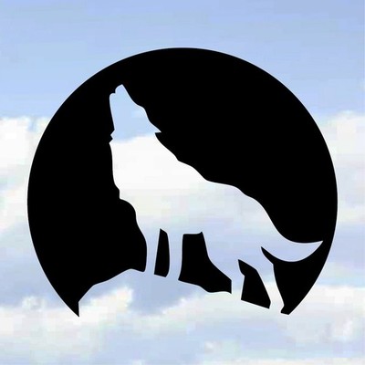 Wolf heulender Mond Aufkleber Sticker für Auto Van Fenster Stoßstange Wohnwagen Wand Halloween