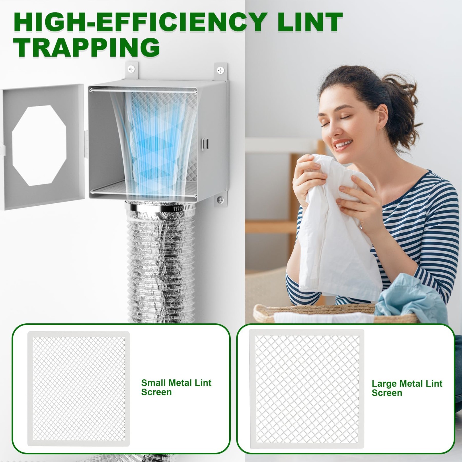 Indoor Dryer Lint Trap Kit - 4" Vent Hose, Clamps, Mesh, Foil Tape & Brush - Thumbnail 4