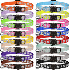 16 PCS Breakaway Cat Collars with Bells Reflective Cat Collar Safety Nylon Kitte