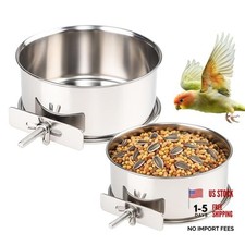 2 Pack Stainless Steel Bird Food Bowl Small Bird Feeding Dish Cups for Cage S M