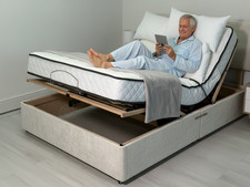 4ft Heavy Duty Electric Adjustable Bed Set Cream Durham + Pocket Sprung Mattress