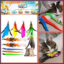 Cat Feather Toy Refills 10 Pack Wand Replacement Feathers for Indoor Cats